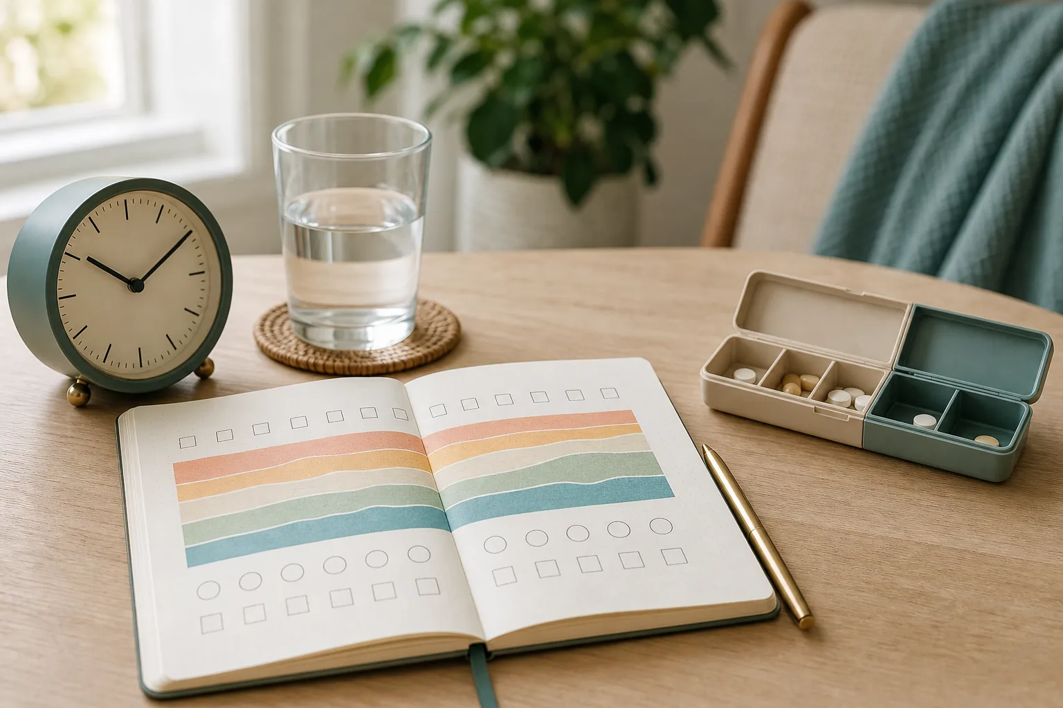 دفتر پایش خلق، جعبه دارو و ساعت خواب برای پیگیری اختلال دوقطبی