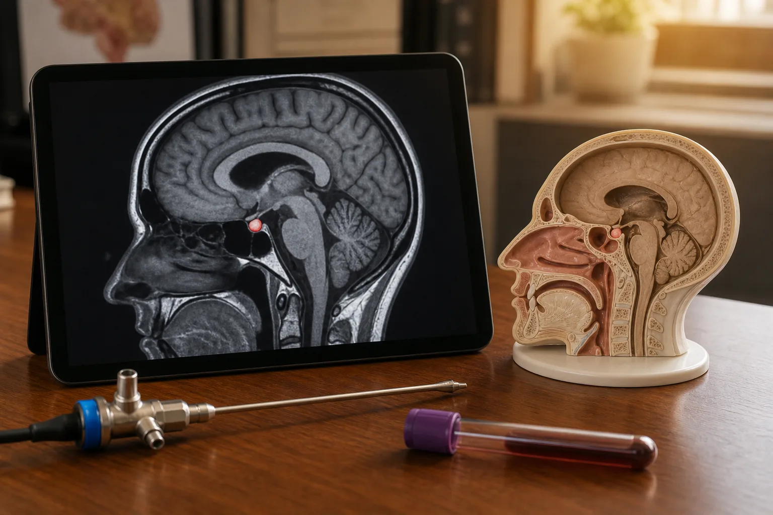 تصویر MRI و مدل آناتومی سر برای تشخیص تومور هیپوفیز