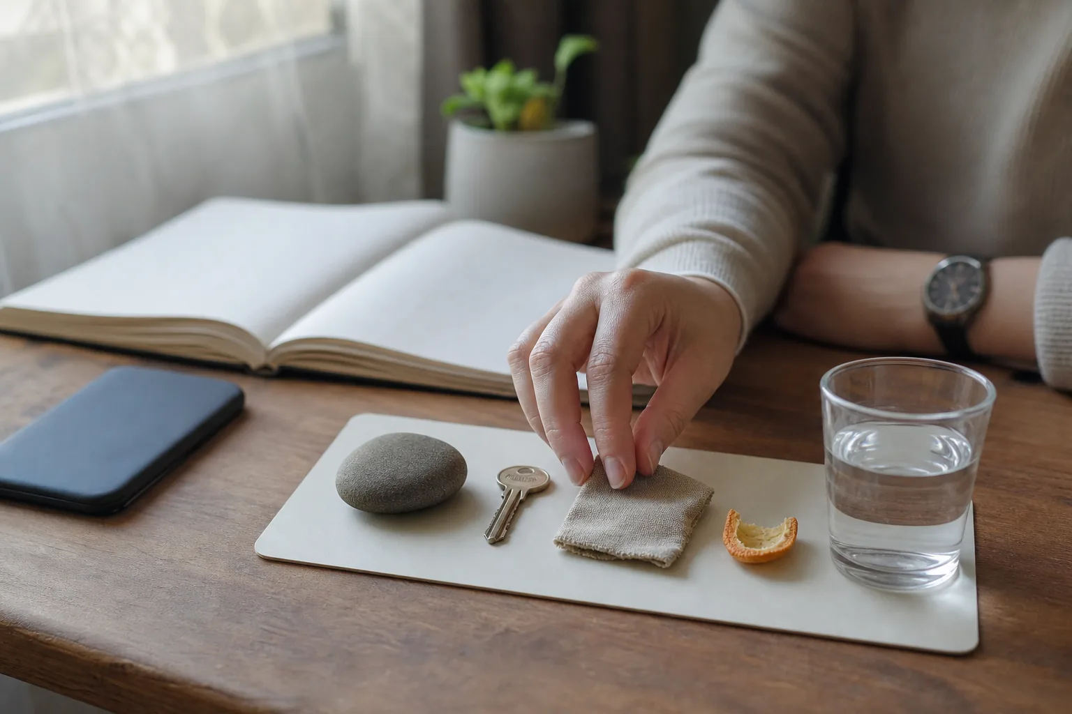 تمرین grounding با لمس پارچه و اشیای حسی برای اختلالات تبدیلی و تجزیهای