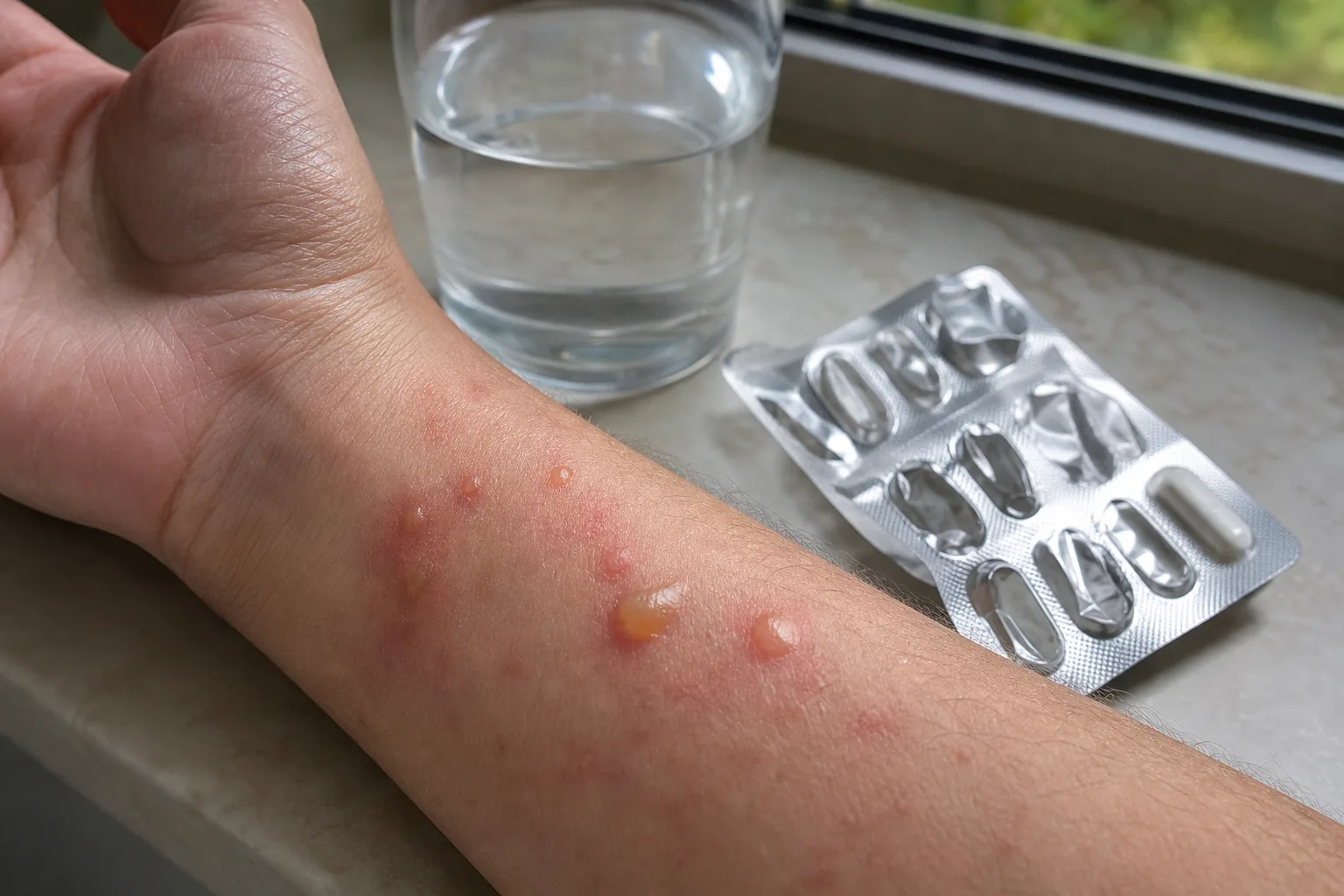 تصویر نزدیک از واکنش پوستی تاولی ناشی از دارو در سندرم استیونس جانسون و TEN