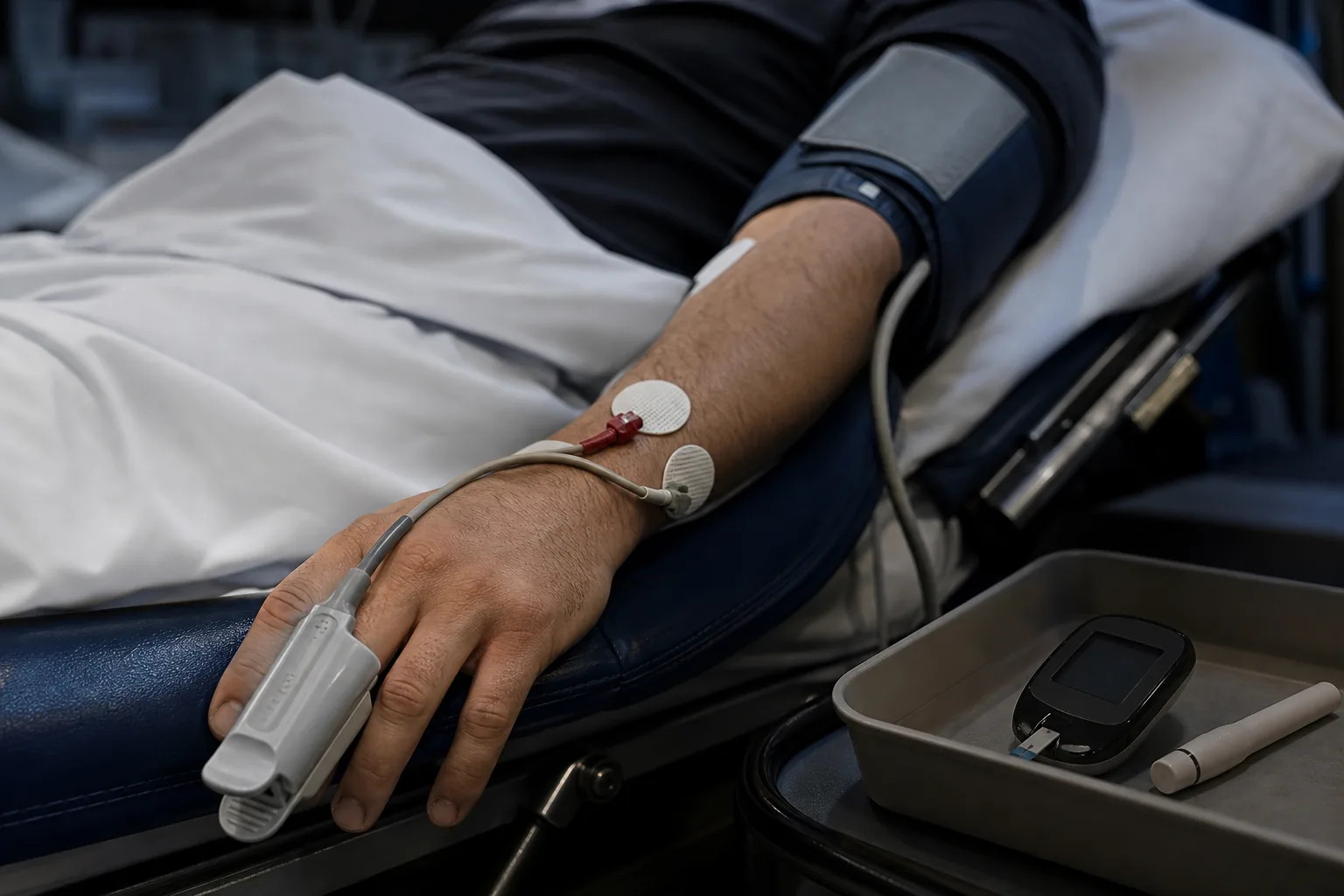 ارزیابی سنکوپ در اورژانس با کاف فشار خون، پالساکسیمتر، لیدهای ECG و گلوکومتر
