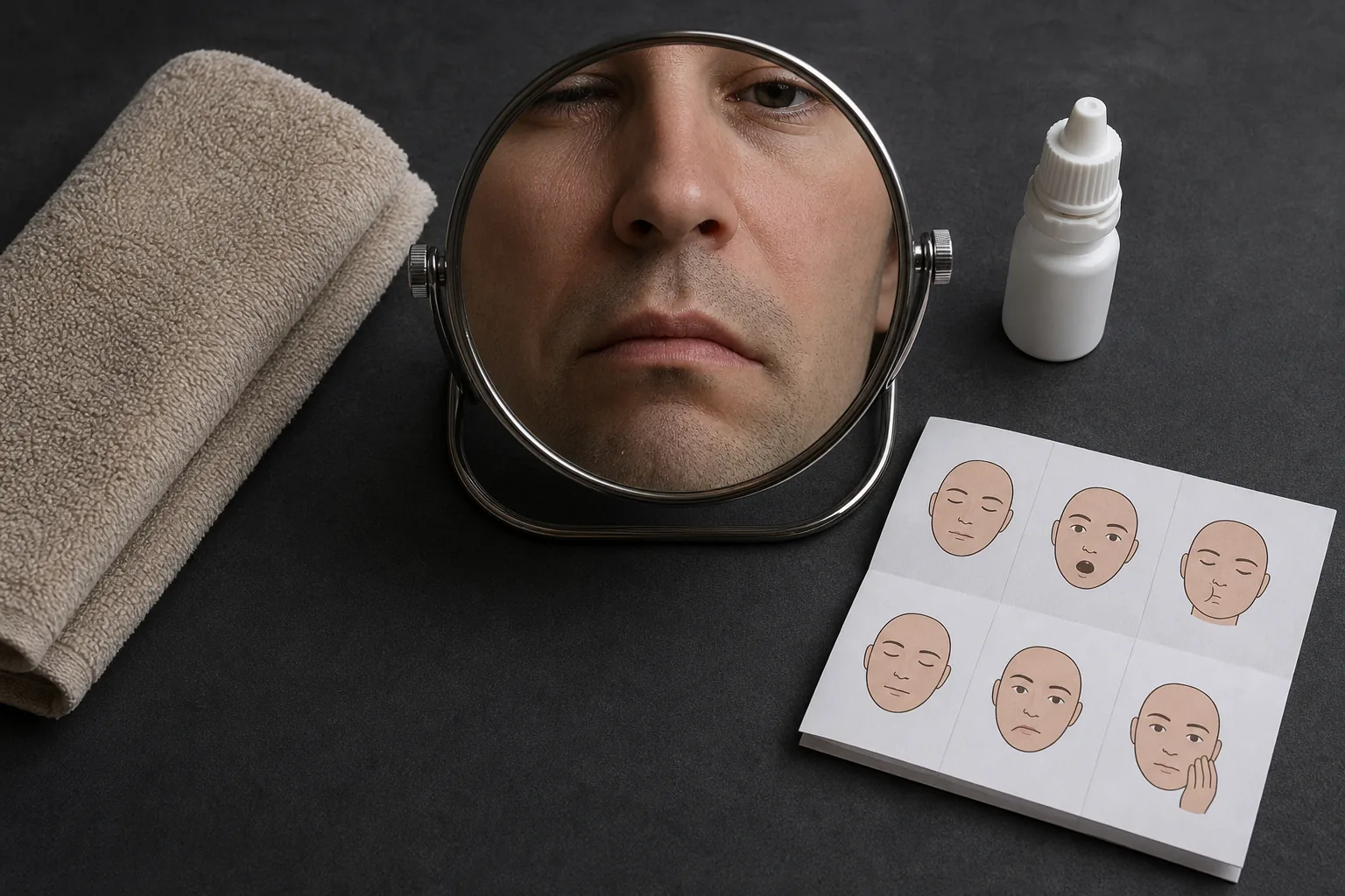 تصویر آینه و نشانههای عدم تقارن صورت در فلج بل