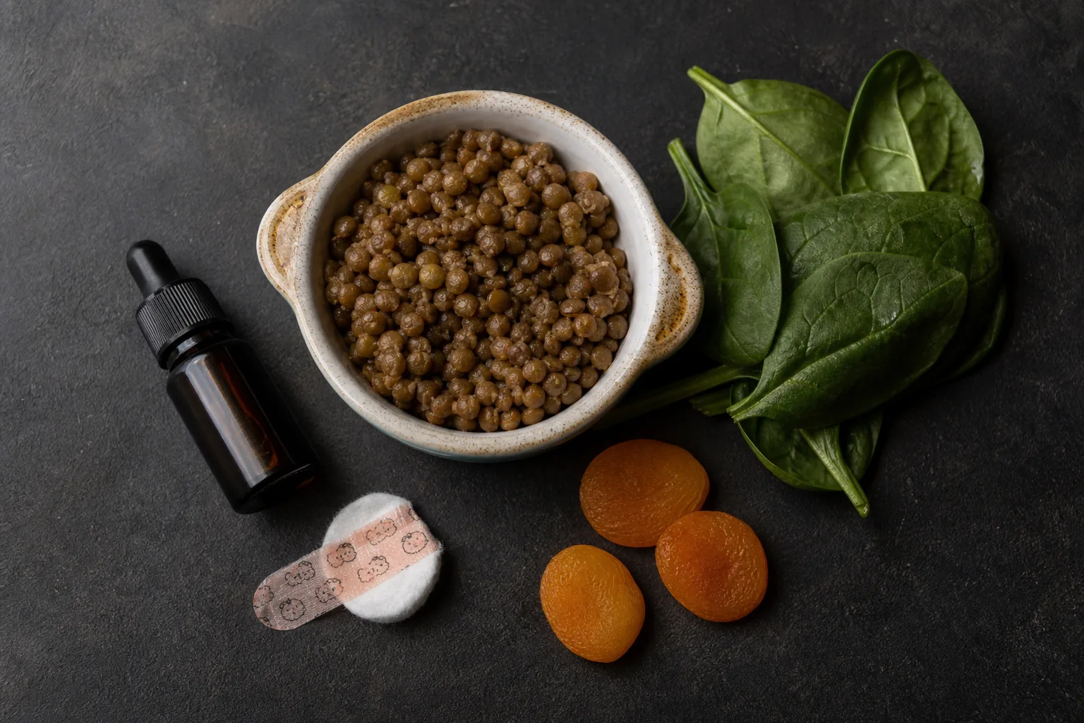 تصویر خوراکی‌های آهن‌دار و قطره آهن برای کم‌خونی فقر آهن کودکان